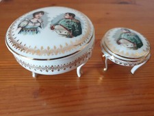 Petite bonbonnière/boite à bijoux sur pieds Napoléon et Joséphine porcelaine 9 c