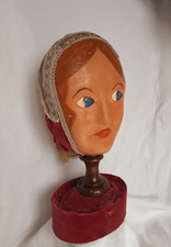 Ancienne marotte porte coiffe fin XIXéme papier maché art populaire