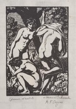 Antoine François Cosyns épreuve d'artiste gravure nu envoi début XXe siècle