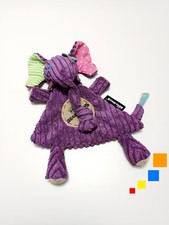 Doudou Plat Sandykilos Éléphant Mauve/Violet Rose Blanc Vert Rayé Les Déglingos