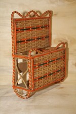 Petite étagère en rotin, bois et osier vintage 60'/70'