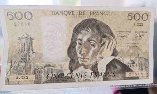 Billet 500 francs pascal - billet,