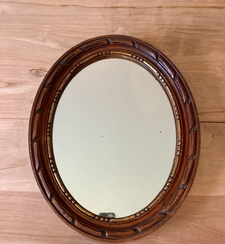 Miroir ancien ovale bois - ancien,