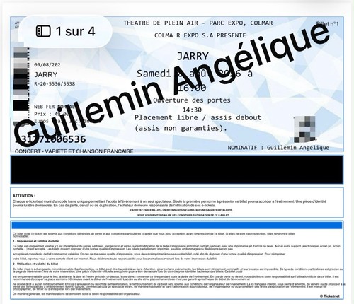 Jarry billet concert - billet,