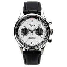 Sugess Panda Chronographe Mécanique Cuir Acier Blanc Vintage Montre Homme