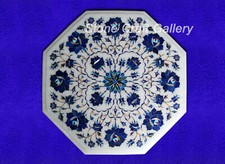 12 " Marbre Coin Table Haut Handmade Incrustation Demi-Précieuses Pierres