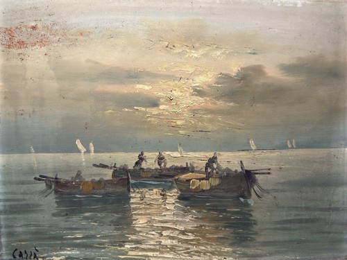 Huile sur panneau - , marine