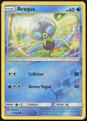 Carte pokémon araqua - carte, 64/236