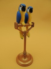 Lot PERCHOIR + 2 PERROQUETS Bleu Jaune - Animaux Oiseaux Pirates Zoo - PLAYMOBIL