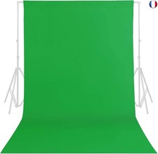 Toile de fond pour studio photo - 2 x 3 m - Fond vert - 100 % mousseline pure -