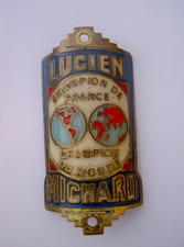 Plaque de Velo Cycles LUCIEN MICHARD - Old Bike Head Badge - No Emaillee