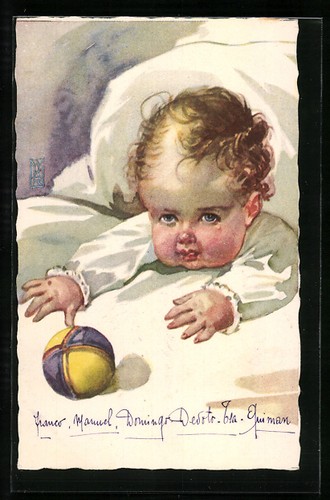 Carte postale artiste - postale, bébé