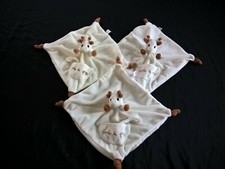 LOT DE 3 DOUDOU PELUCHE OURS MUSTI DE MUSTELA GRIS BLANC ETOILE ROSE JAUNE NOEUD