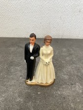Ancien Petit Sujet Gâteau En Plastique Couple Mariage Deco Retro 