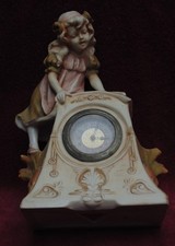 rare magnifique ANCIENNE pendule biscuit signé royal dux bohemia E . HK