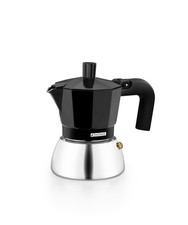 Induction Inox | Cafetière italienne en aluminium et acier inoxydable, 3 tass...