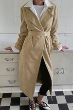 Trench femme en cuir daim