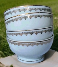 4 Bols Anciens CNP Porcelaine Blanche Et Or