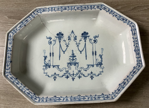 Ancien plat octogonal faience - plat,