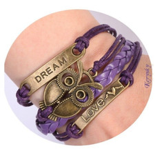 Bracelet lanières infinity violet - Chouette - Love - dream et tressé