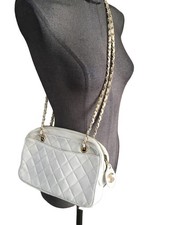 Superbe Et Authentique Sac Camera Cuir Blanc Chanel Vintage 