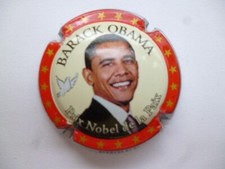 capsule champagne Pierre MIGNON, Barack OBAMA, cercle rouge,contour argent,N°74g