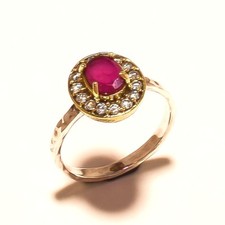 2.40 GM Bague Rubis Taille 7 Deux Tons 925 Argent Massif Bague i-1975