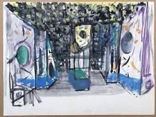 Gouache Originale Tristan Fabris Maquette Décor Théâtre Surréaliste Emilfork 68