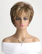 Perruque Synthétique Pixie Brun Marron Châtain Courte Femme A Frange +1 Bonnet