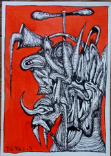 dessin original art brut singulier outsider demelis