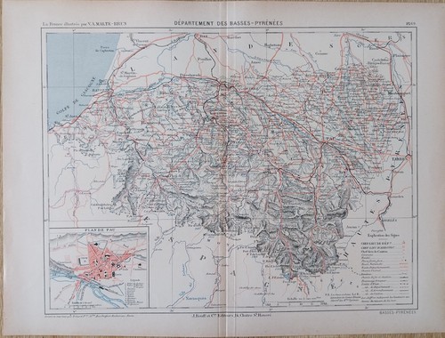 Carte geographique xixeme - carte, de