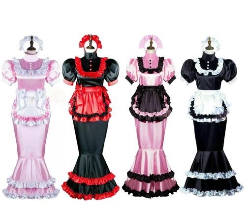 Sissy maid satin dress fish - satin,