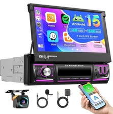 Autoradio 1DIN Android 15 CarPlay Auto Sans Fil GPS WiFi 7” 4+64Go 🎉