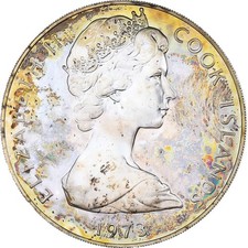 Îles Cook, Elizabeth II, 2 Dollars, 20e Anniversaire - Couronnement, 1973, BE