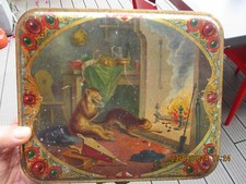 Boite Tôle Fable La Fontaine le Chat tire les Marrons du Feu le Singe les Mange