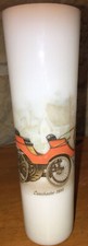 Vase Soliflore 1900/10 Opaline Blanche Decors Automobile Lanchester 1895