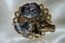 Western Pin Brooch Hat Boots