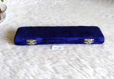 1940s Bleu Vintage Velours Cheville Bijoux Boîte en Bois Ethnique Décor Old