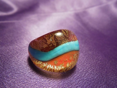 Murano glass ring - glass, gold