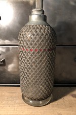 Bouteille Siphon Eau De Seltz Verre Et Métal Grillagé Provenance Angleterre H 28