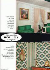 Publicité ancienne papier peint Follot 1963 issue de magazine