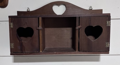 vtg wood heart cabinet/shelf