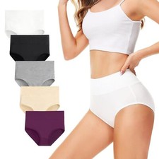 Culottes Femmes Lot de 5 Coton Taille Haute Slips Shorties Elasticité Ventre ...