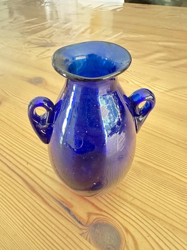 Joli vase verre - en, cobalt