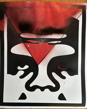 AFFICHE LUXE  OBEY Shepard FAIREY signé  45/61cm  CHAAZ GRAFFÉE DOUBLE SIGNATURE