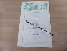 MENU RESTAURANT QUEEN'S HOTEL CEYLON CEYLAN INDIA INDE 1957