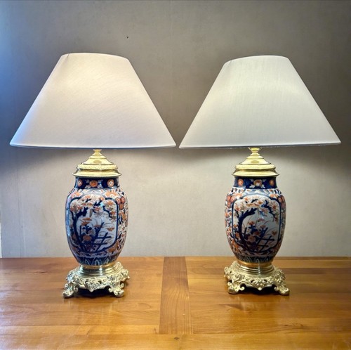 Paire lampes en porcelaine - paire,