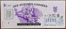 Billet de loterie nationale 1972 7e tr A - Les Gueules Cassées 1/10 - Litorne