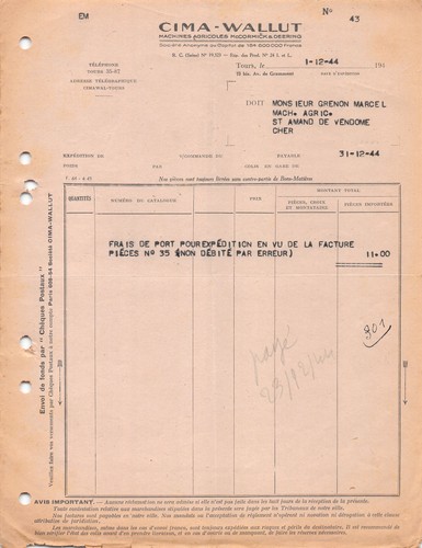1944 facture cima wallut a - ,