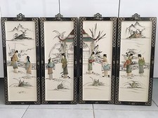 4 TABLEAUX PANNEAUX CADRES ASIATIQUES JAPONAIS